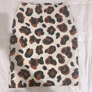 Talbots Leopard Print Textured Pencil Skirt Size 6 Lined Office Career A…